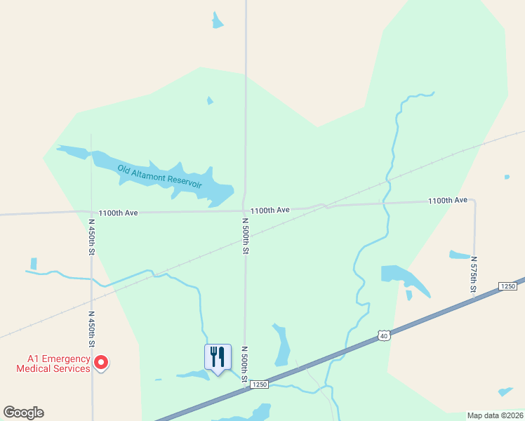map of restaurants, bars, coffee shops, grocery stores, and more near 5201 1100th Avenue in Altamont
