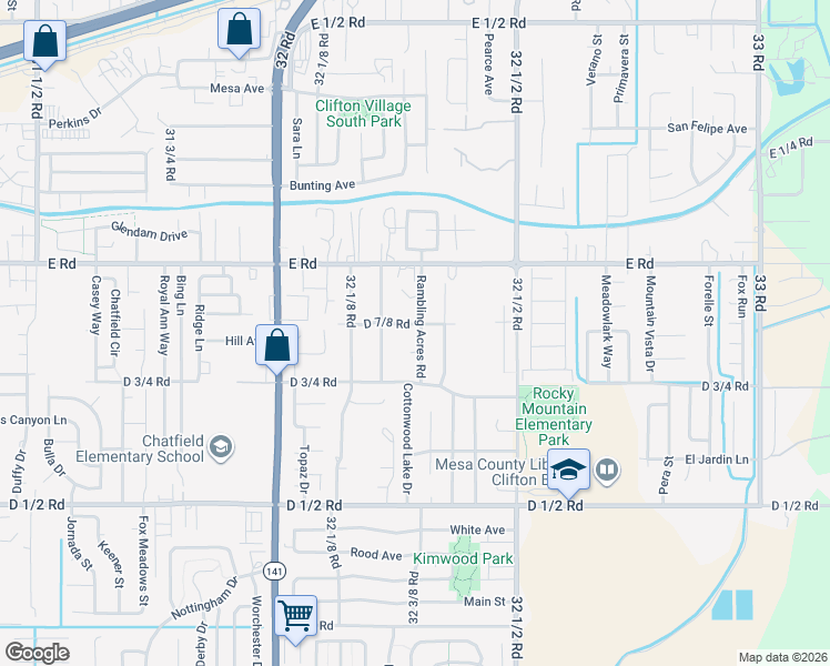 map of restaurants, bars, coffee shops, grocery stores, and more near 481 Tigertail Court in Clifton