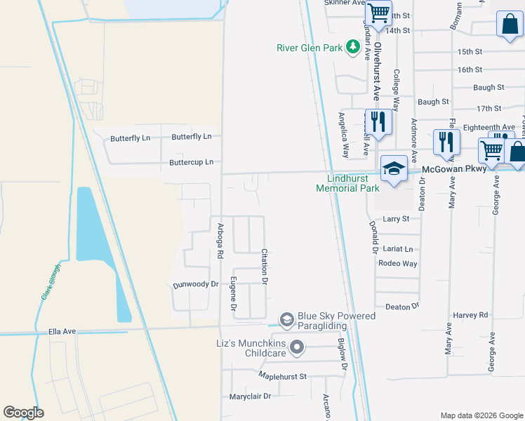 map of restaurants, bars, coffee shops, grocery stores, and more near 1565 Buckskin Way in Olivehurst