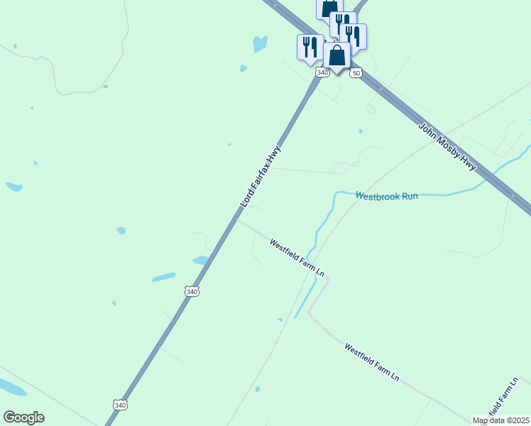 map of restaurants, bars, coffee shops, grocery stores, and more near 13183 Lord Fairfax Highway in Boyce