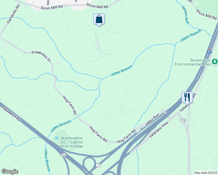 map of restaurants, bars, coffee shops, grocery stores, and more near 632 Cecil Avenue North in Millersville