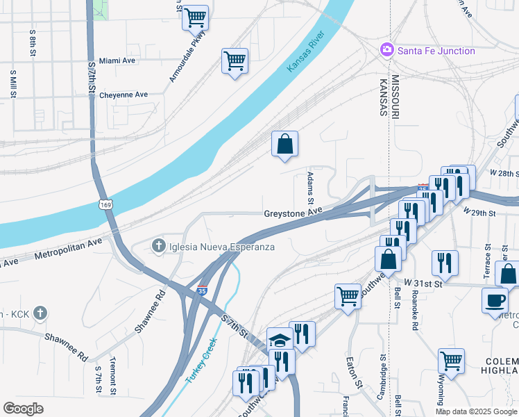 map of restaurants, bars, coffee shops, grocery stores, and more near 315 Greystone Avenue in Kansas City