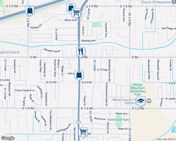 map of restaurants, bars, coffee shops, grocery stores, and more near 486 Tracy Drive in Clifton