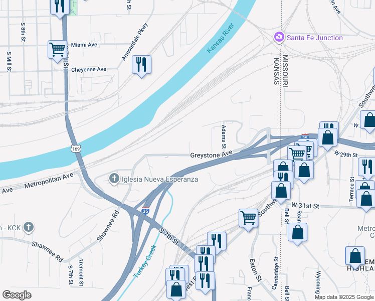 map of restaurants, bars, coffee shops, grocery stores, and more near 315 Greystone Avenue in Kansas City