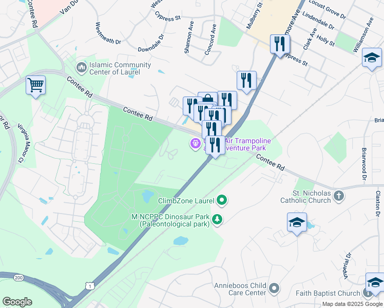 map of restaurants, bars, coffee shops, grocery stores, and more near 101 Independence Avenue Southeast in Washington