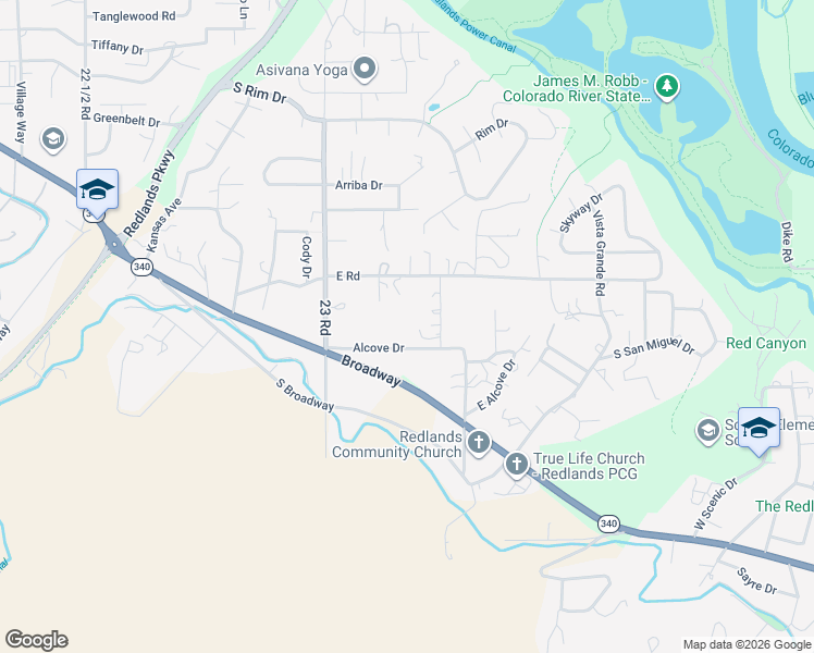 map of restaurants, bars, coffee shops, grocery stores, and more near 300-398 Alcove Drive in Grand Junction