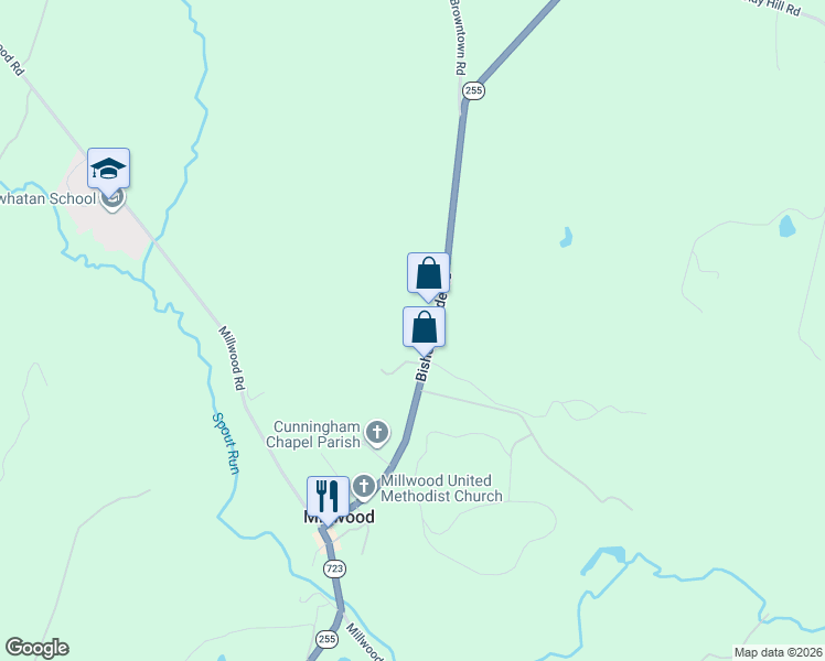 map of restaurants, bars, coffee shops, grocery stores, and more near 30 Colonial Lane in Millwood