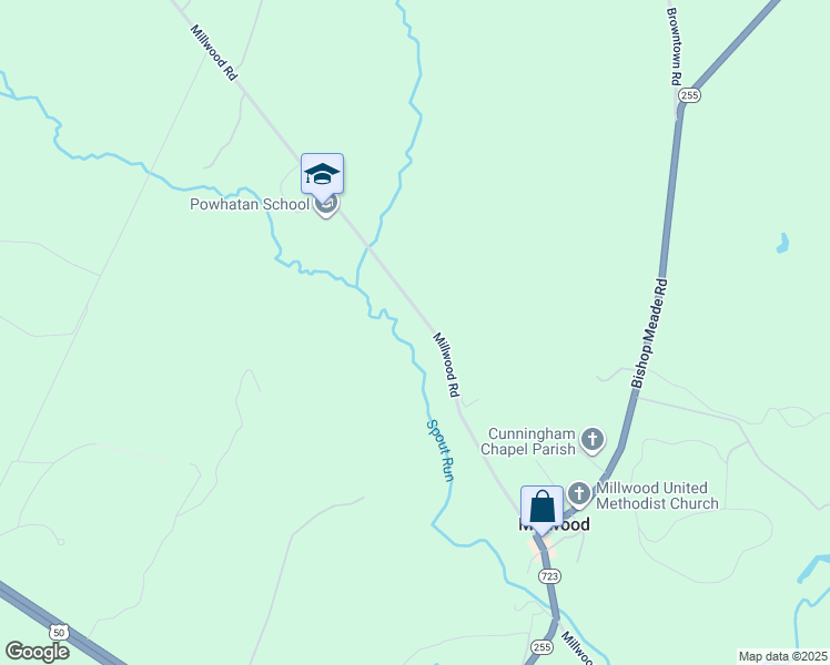 map of restaurants, bars, coffee shops, grocery stores, and more near 1514 Millwood Road in Boyce