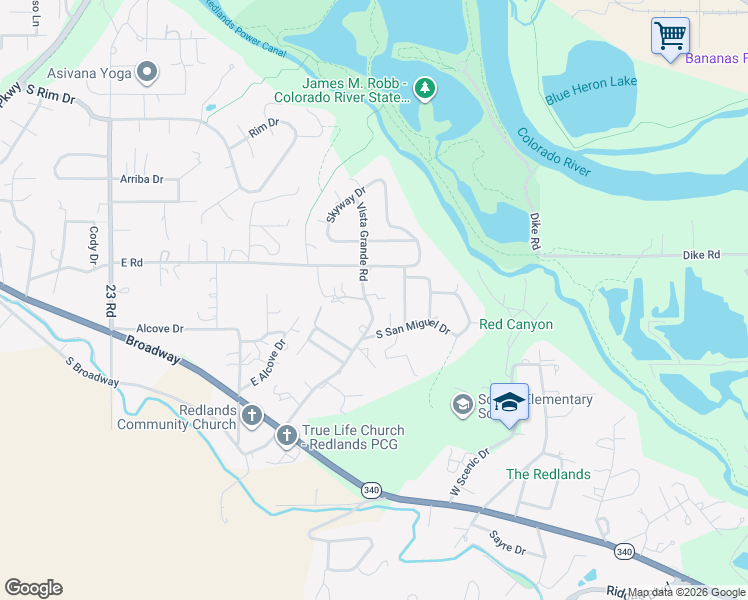map of restaurants, bars, coffee shops, grocery stores, and more near 150 Vista Grande Drive in Grand Junction