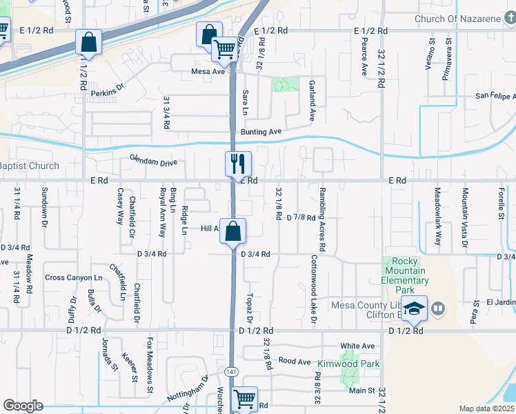 map of restaurants, bars, coffee shops, grocery stores, and more near 490 Coronado Court in Clifton