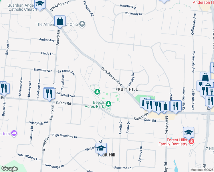 map of restaurants, bars, coffee shops, grocery stores, and more near 1306 Voll Road in Cincinnati