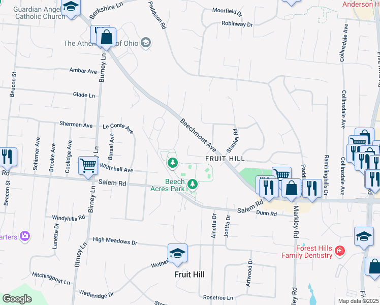 map of restaurants, bars, coffee shops, grocery stores, and more near 1306 Voll Road in Cincinnati