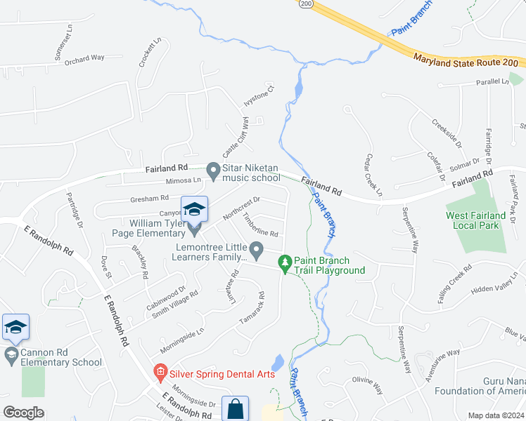 map of restaurants, bars, coffee shops, grocery stores, and more near 1606 Peacock Lane in Silver Spring
