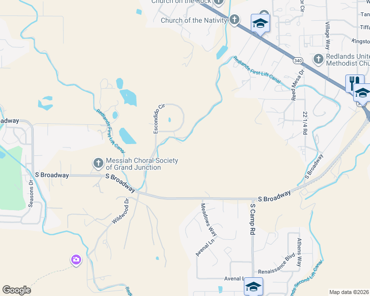map of restaurants, bars, coffee shops, grocery stores, and more near 484 Riggs Way in Grand Junction