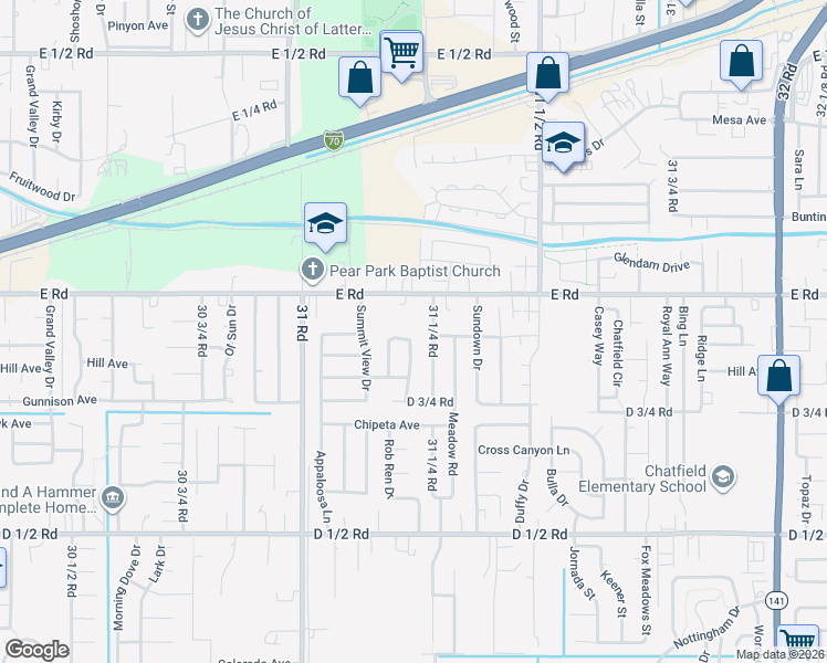 map of restaurants, bars, coffee shops, grocery stores, and more near 478 Tanner Street in Grand Junction