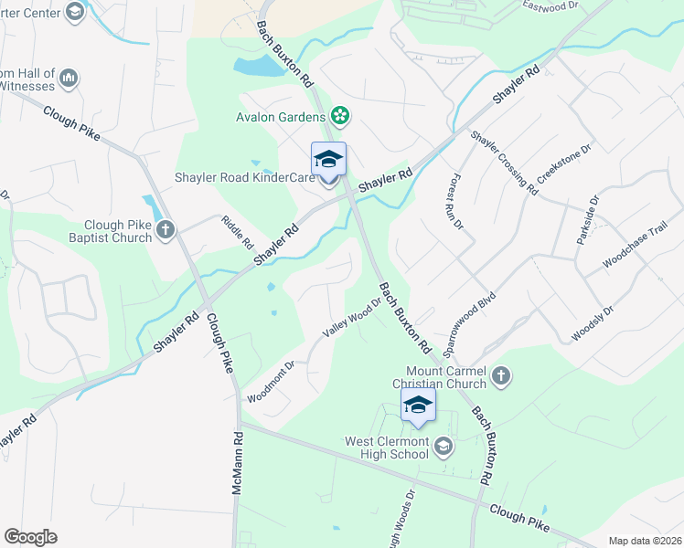 map of restaurants, bars, coffee shops, grocery stores, and more near 1096 Ridgepointe Drive in Batavia