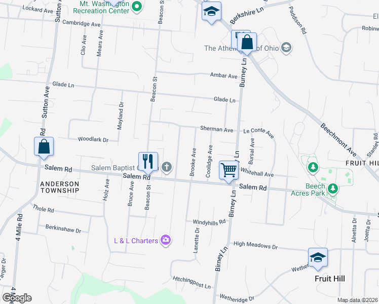 map of restaurants, bars, coffee shops, grocery stores, and more near 1313 Brooke Avenue in Cincinnati