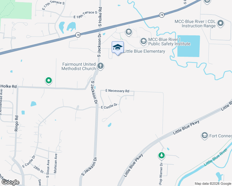 map of restaurants, bars, coffee shops, grocery stores, and more near 20204 East 23rd Terrace Court South in Independence
