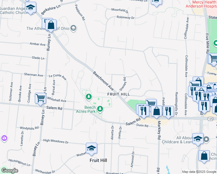 map of restaurants, bars, coffee shops, grocery stores, and more near 6999 Beechmont Ave in Cincinnati