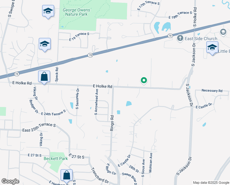 map of restaurants, bars, coffee shops, grocery stores, and more near 19101 Holke Road in Independence