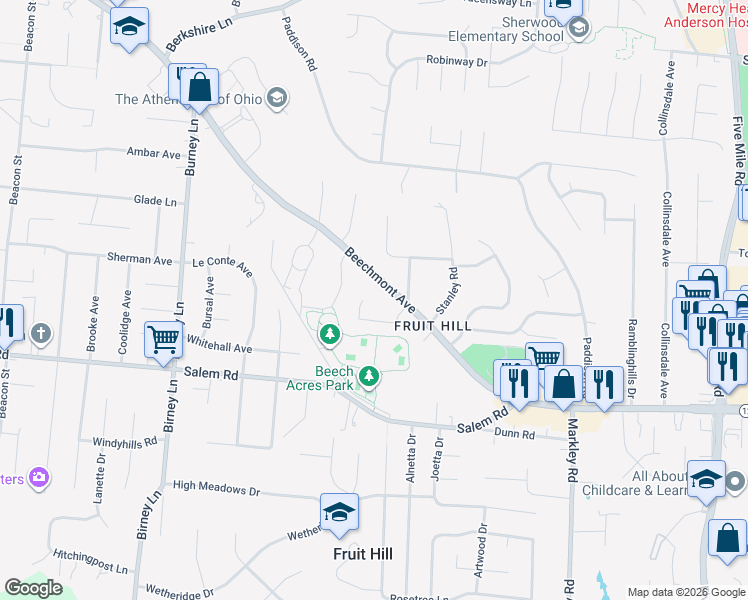map of restaurants, bars, coffee shops, grocery stores, and more near 1306 Voll Road in Cincinnati