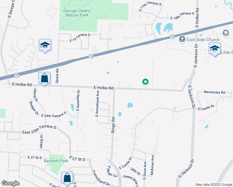 map of restaurants, bars, coffee shops, grocery stores, and more near 19101 Holke Road in Independence