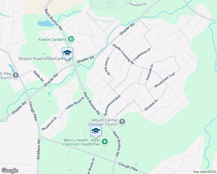 map of restaurants, bars, coffee shops, grocery stores, and more near 1127 Forest Run Dr in Batavia
