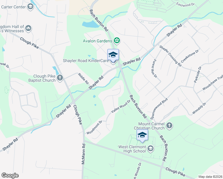 map of restaurants, bars, coffee shops, grocery stores, and more near 1096 Ridgepointe Drive in Batavia