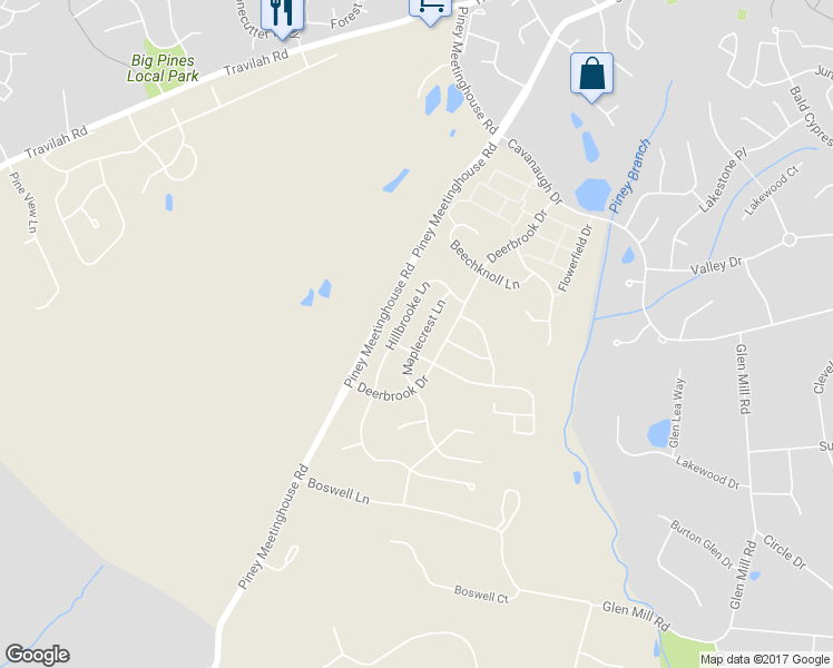 map of restaurants, bars, coffee shops, grocery stores, and more near 10814 Maplecrest Lane in Potomac
