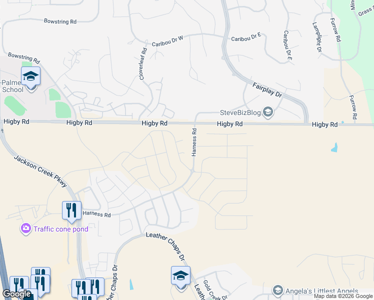 map of restaurants, bars, coffee shops, grocery stores, and more near 578 Old Grotto Drive in Monument