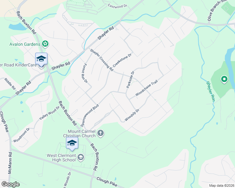 map of restaurants, bars, coffee shops, grocery stores, and more near 1167 Sparrowwood Boulevard in Batavia
