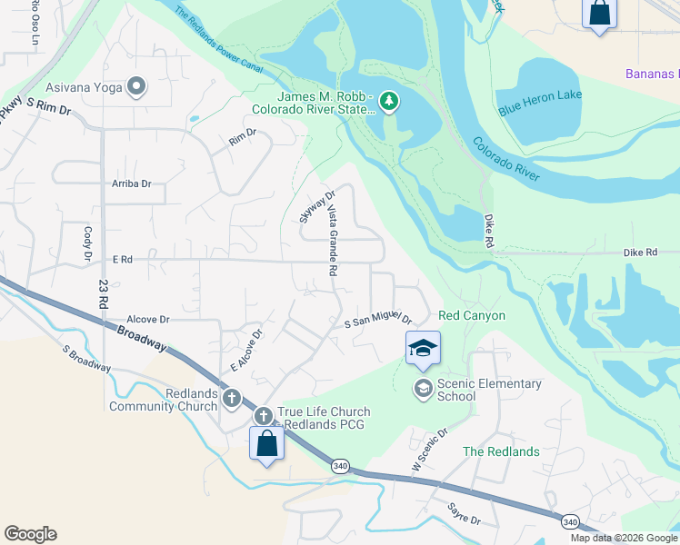 map of restaurants, bars, coffee shops, grocery stores, and more near 150 Vista Grande Drive in Grand Junction