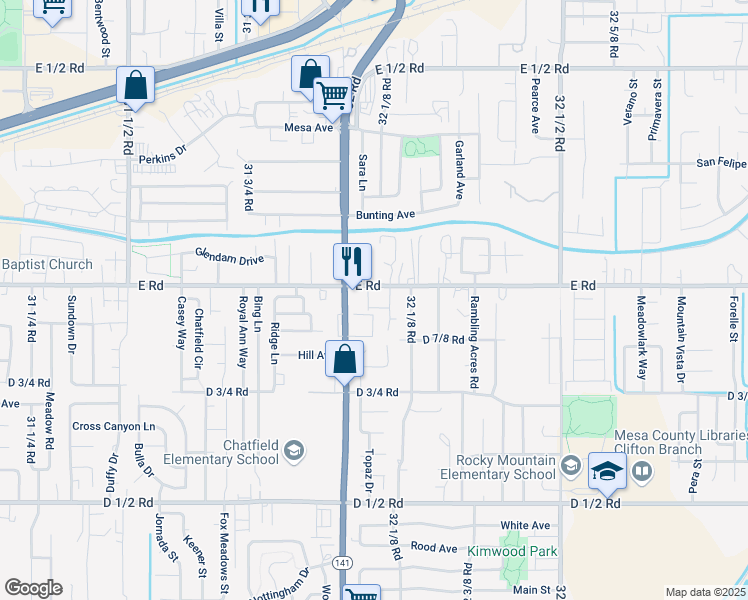 map of restaurants, bars, coffee shops, grocery stores, and more near 490 Coronado Court in Clifton