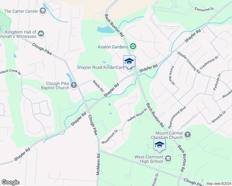 map of restaurants, bars, coffee shops, grocery stores, and more near 1074 Ridgepointe Drive in Batavia