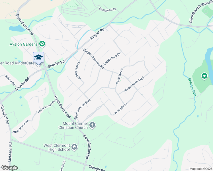 map of restaurants, bars, coffee shops, grocery stores, and more near 1167 Sparrowwood Boulevard in Batavia