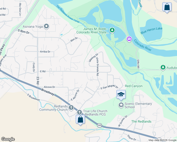 map of restaurants, bars, coffee shops, grocery stores, and more near 2357 E Rd in Grand Junction