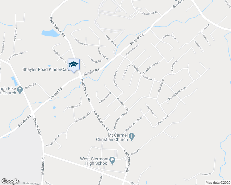 map of restaurants, bars, coffee shops, grocery stores, and more near 4182 Woodknoll Drive in Batavia