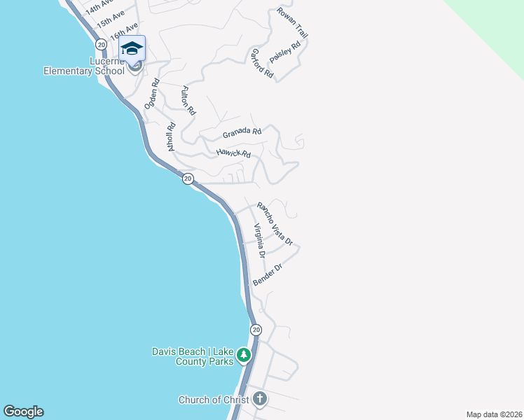 map of restaurants, bars, coffee shops, grocery stores, and more near 2911 Rancho Vista Drive in Lucerne