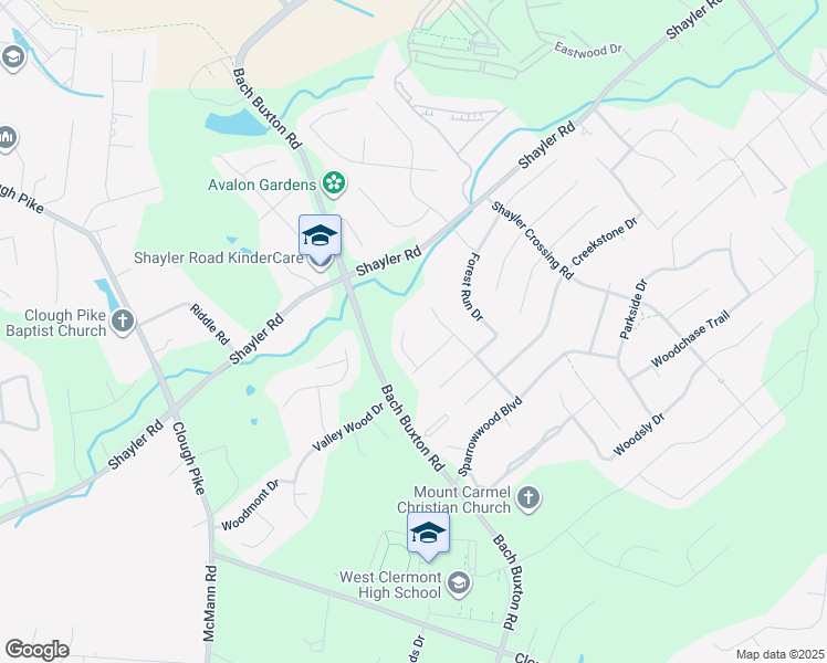 map of restaurants, bars, coffee shops, grocery stores, and more near 4184 Knollview Court in Batavia
