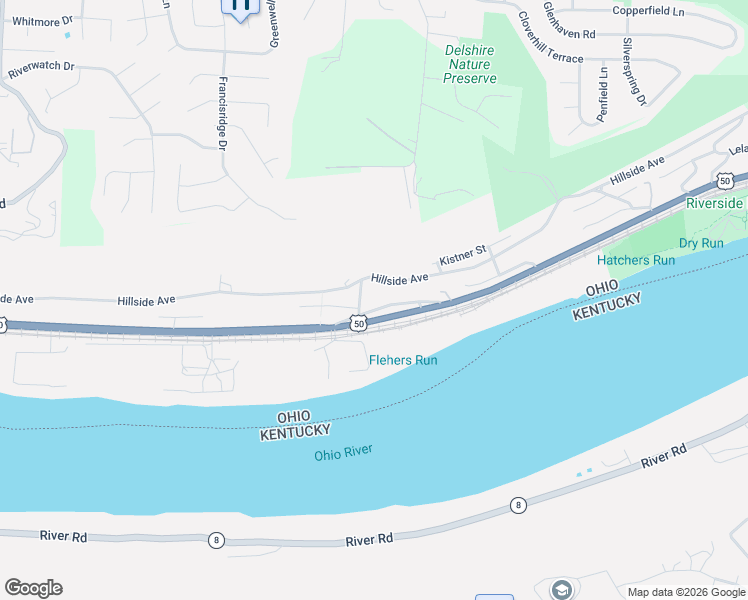 map of restaurants, bars, coffee shops, grocery stores, and more near 3891 Hillside Avenue in Cincinnati