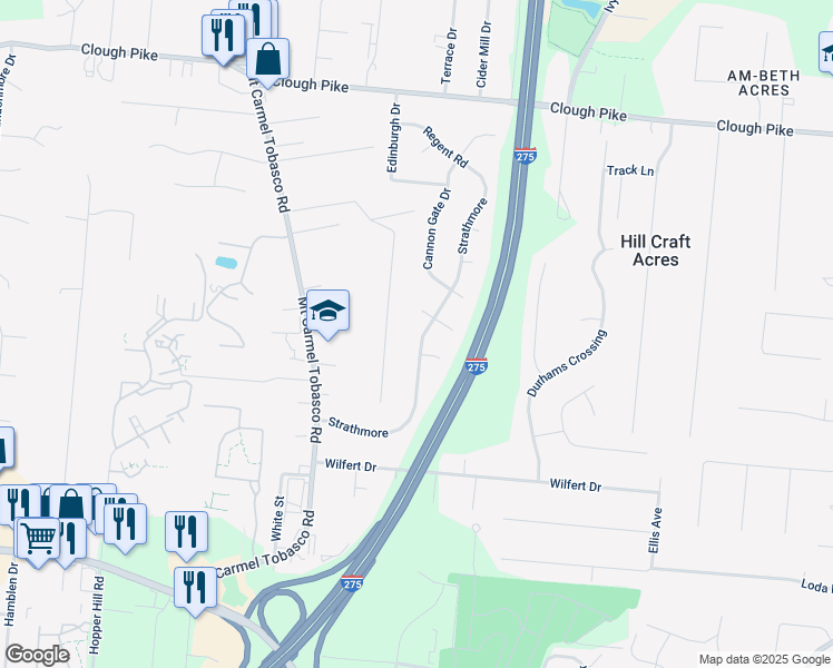 map of restaurants, bars, coffee shops, grocery stores, and more near 726 Regent Road in Cincinnati