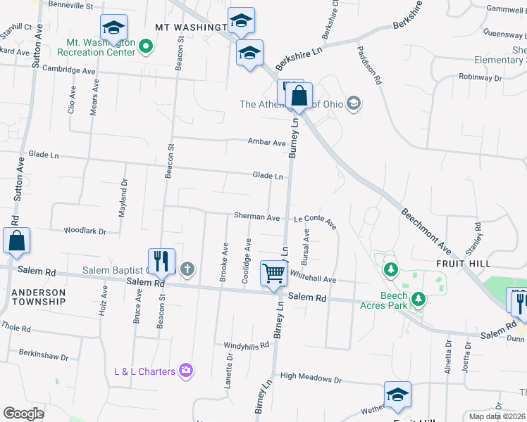map of restaurants, bars, coffee shops, grocery stores, and more near 1411 Antoinette Avenue in Cincinnati