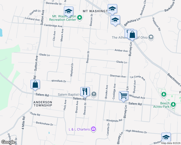 map of restaurants, bars, coffee shops, grocery stores, and more near 6 Cottage Court in Cincinnati