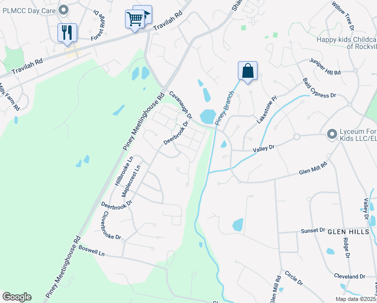 map of restaurants, bars, coffee shops, grocery stores, and more near 10410 Flowerfield Way in Potomac