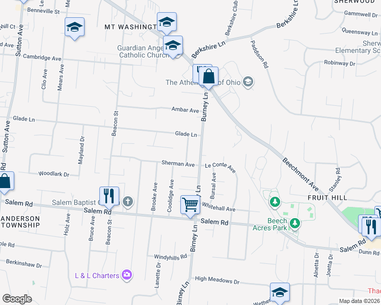 map of restaurants, bars, coffee shops, grocery stores, and more near 1411 Antoinette Avenue in Cincinnati