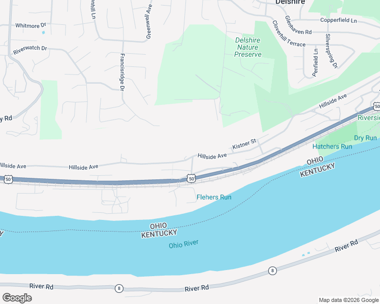 map of restaurants, bars, coffee shops, grocery stores, and more near 3891 Hillside Avenue in Cincinnati