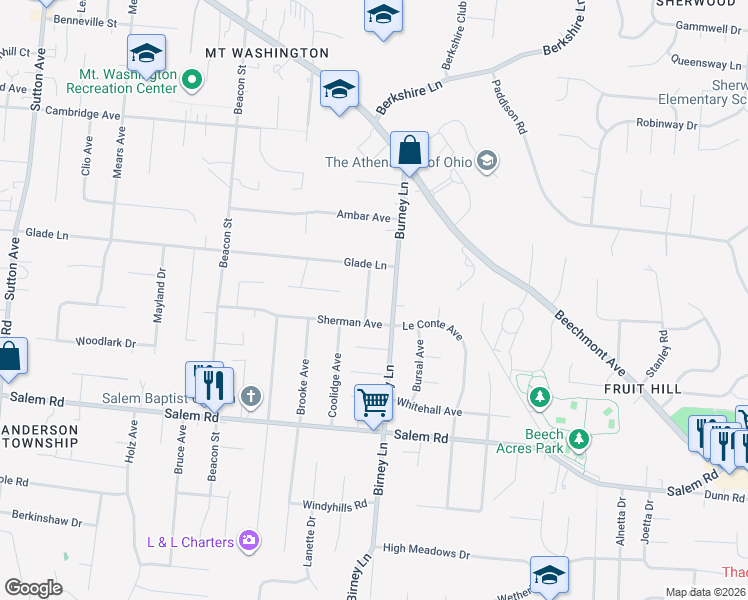 map of restaurants, bars, coffee shops, grocery stores, and more near 1411 Antoinette Avenue in Cincinnati