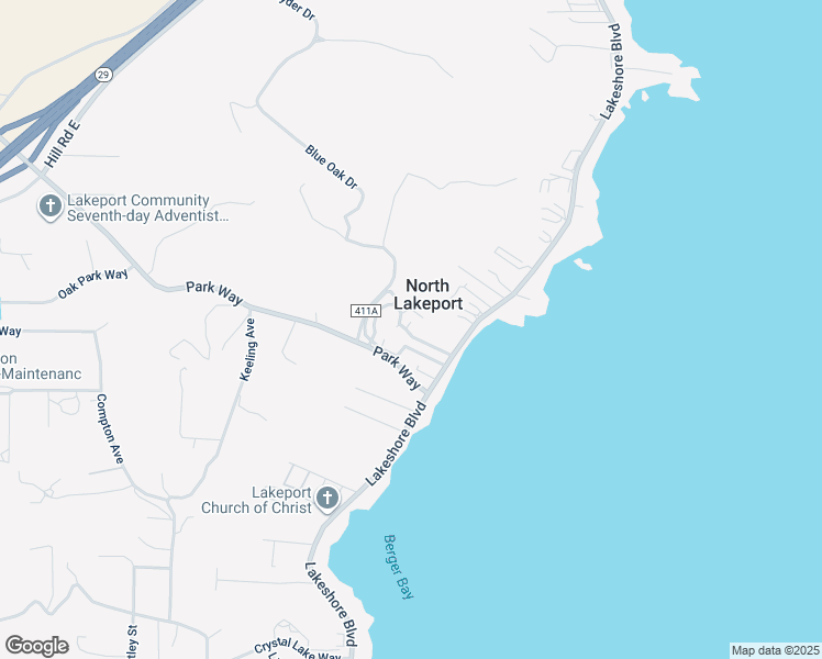 map of restaurants, bars, coffee shops, grocery stores, and more near 3508 Marina Court North in Lakeport