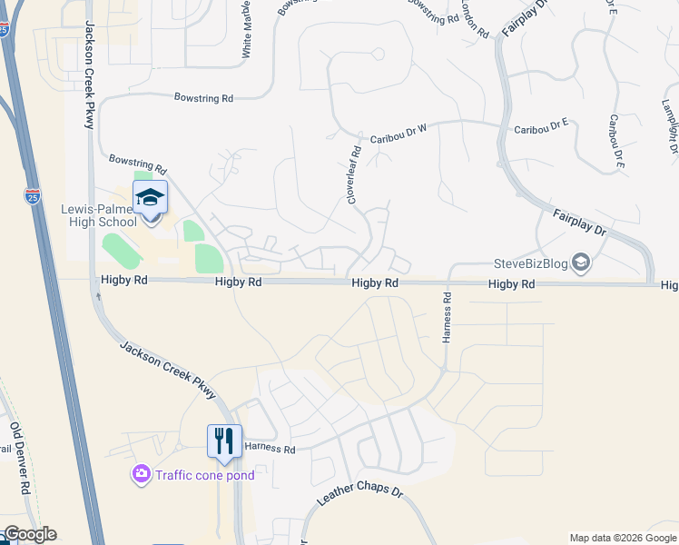 map of restaurants, bars, coffee shops, grocery stores, and more near 917 Burning Bush Point in Monument