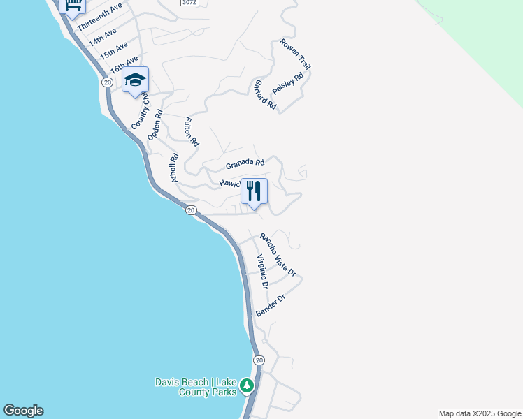 map of restaurants, bars, coffee shops, grocery stores, and more near 6866 Lakeshore Boulevard in Lucerne